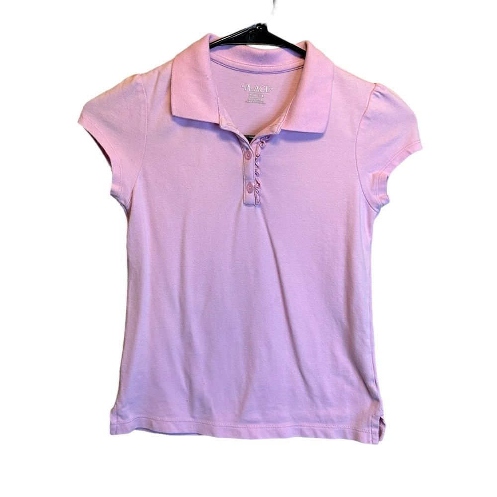5 for $25🔥PLACE‎ Pink Collared Polo Shirt Girls Medium (7/8)